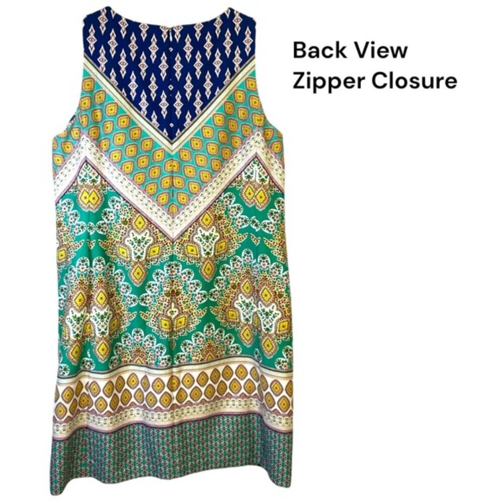 Nine West Dress Keyhole Cutout Sleeveless Aruba/Canary Multi Size 16 - Picture 5 of 16